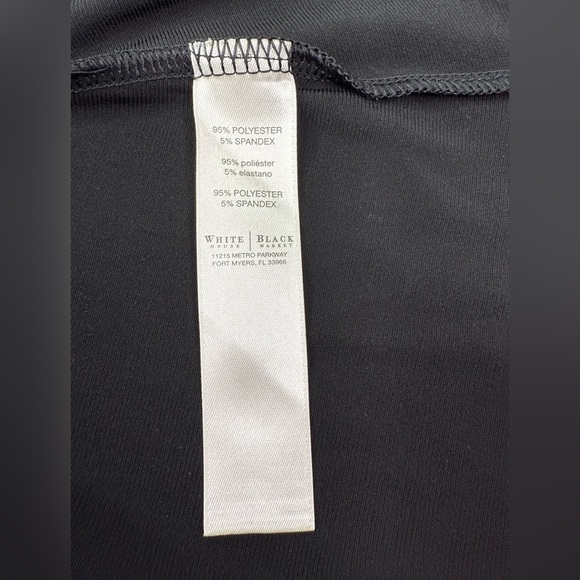 White House Black Market Black Short Sleeve Top Ruched Side Size XL - Picture 5 of 8